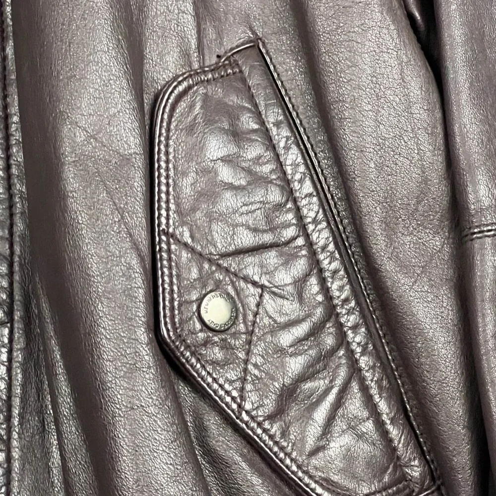 Members Only Men's 1X  Bomber Jacket‎ Brown Genuine Leather Vintage